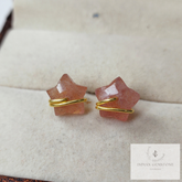 Natural Star shape Strawberry Quartz Studs, Women Jewelry, Star Jewelry, Gemstone Earrings, Pink Stone Earrings, Dainty earrings, Gift Her